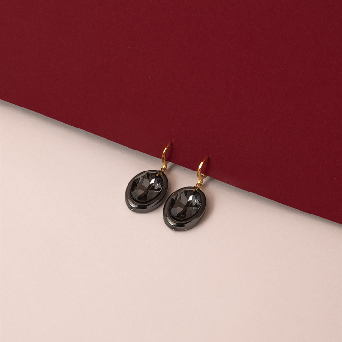 4M7A0163 Swarovski crystal and hematite dangle earrings