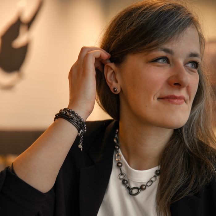 Rudi auskarai Rudi auskarai su Swarovski krištoliniais perlais