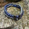 Lazurite and hematite double bracelet