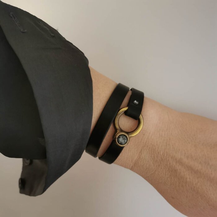 Natural leather wrapped bracelet