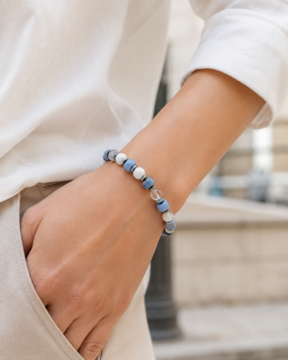 Blue and white bracelet