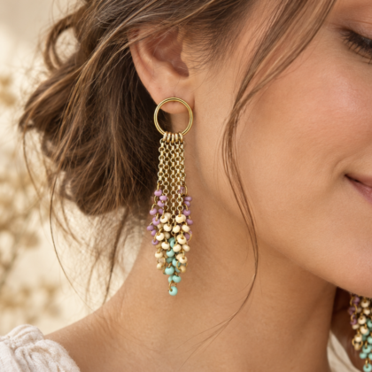Colourful glass beads earrings