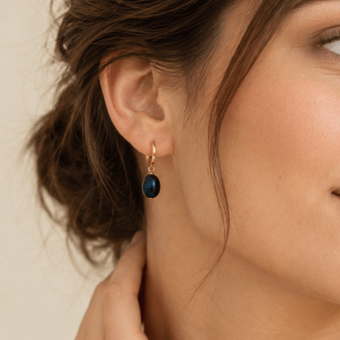 Blue pearl earrings