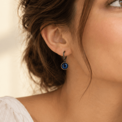 Blue Swarovski crystals drop earrings