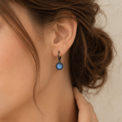 Blue Swarovski crystals drop earrings