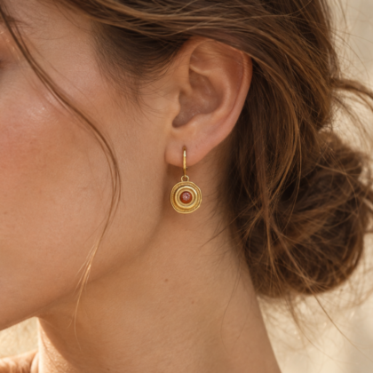 Gold plated orange earrings