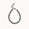 Green beaded bracelet with onyx, hematite and Swarovski pearls