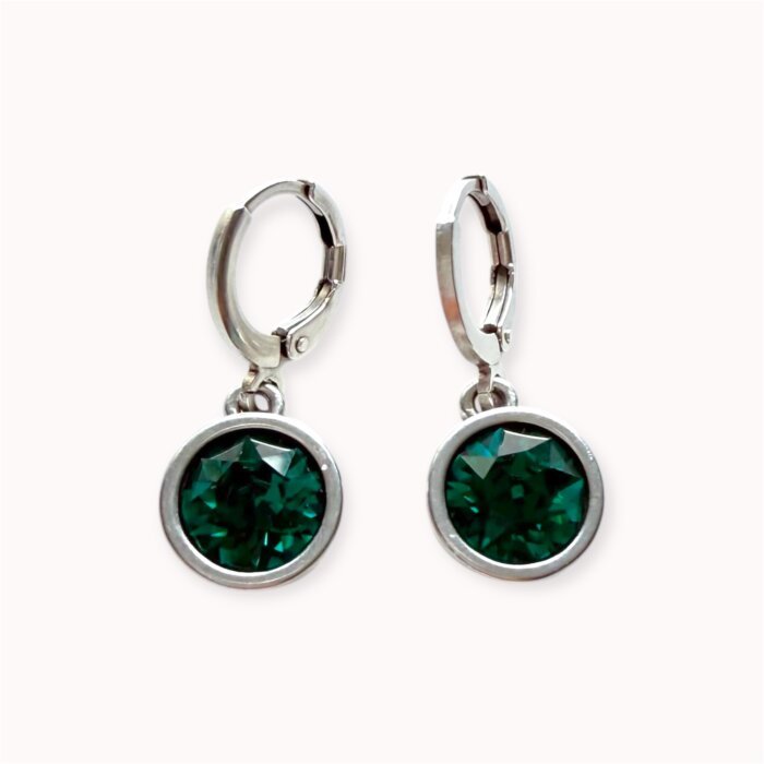 Green Swarovski crystal drop earrings