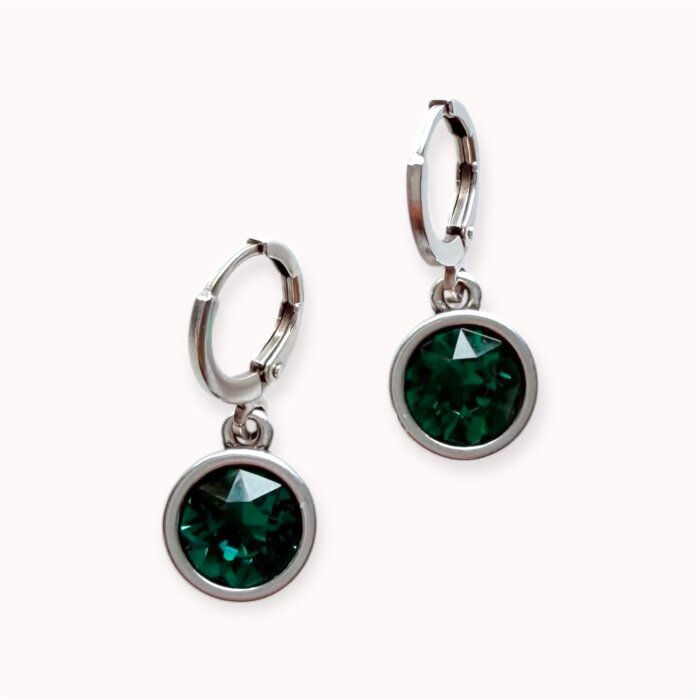 Green Swarovski crystal drop earrings