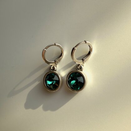 Green Swarovski crystal drop earrings