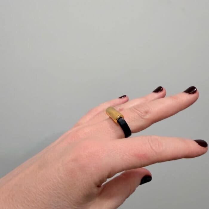 Black natural leather ring