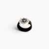 swarovski ring Black natural leather ring with Swarovski crystal