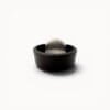 statement ring Black natural leather ring with Swarovski crystal