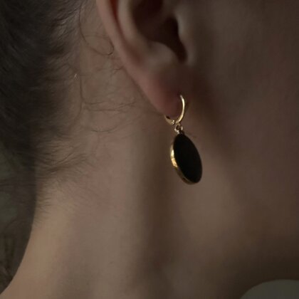 Black enamel earrings