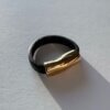 Black natural leather ring