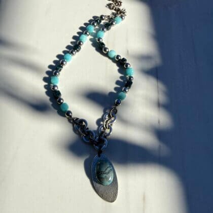 Amazonite, Nephrite, Chrysocolla and Hematite Necklace