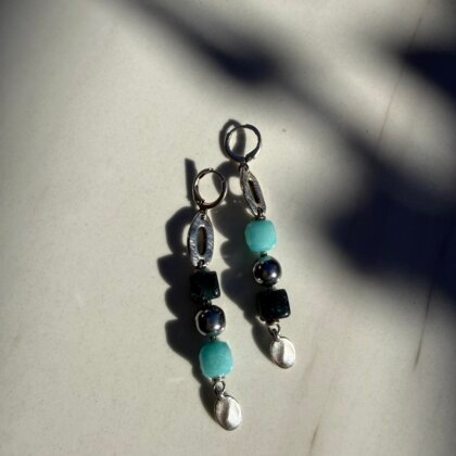 Blue and grey earrings
