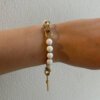 white bracelet White jadeite bracelet with textured pendant