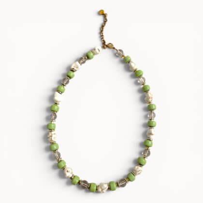Green ceramic and howlite necklace