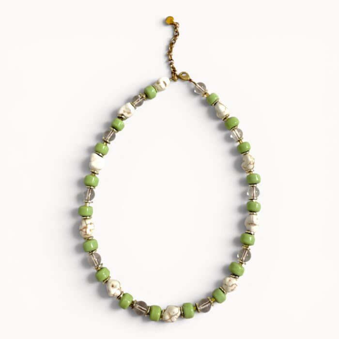 summer necklace Green ceramic and howlite necklace