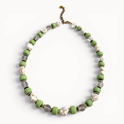 Green ceramic and howlite necklace