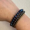 Blue pearls and grey hematite wrap bracelet