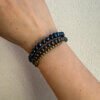 Blue pearls and grey hematite wrap bracelet