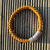 braided bracelet Brown natural leather braided bracelet with magnetic clasp