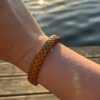 leather bracelet Brown natural leather braided bracelet with magnetic clasp