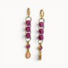 bright earrings Pink drop earrings with ceramic beads, Swarovski crystals and stained glass