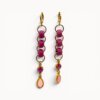 pink earrings Pink drop earrings with ceramic beads, Swarovski crystals and stained glass
