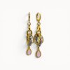 purple earrings Pink drop earrings with Swarovski pearls and stained glass