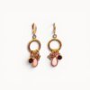 dangle earrings Pink drop earrings with enamel and stained glass