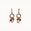 pink earrings Pink drop earrings with enamel and stained glass