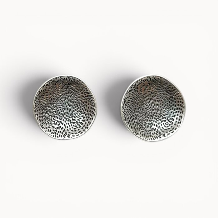 round earrings Textured round stud earrings