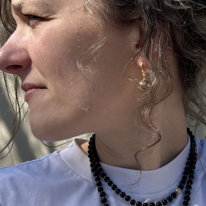 Gold plated lava stone earrings