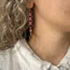 colourful earrings Pink drop earrings with ceramic beads, Swarovski crystals and stained glass