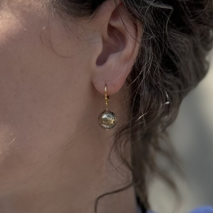 Gold plated lava stone earrings