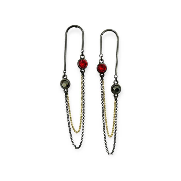 Ilgi auskarai su Swarovski kristalais ir grandinėlėmis