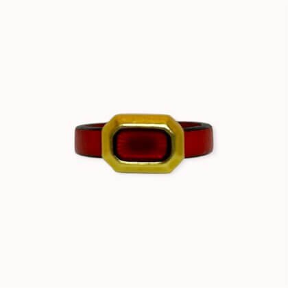 Red natural leather ring