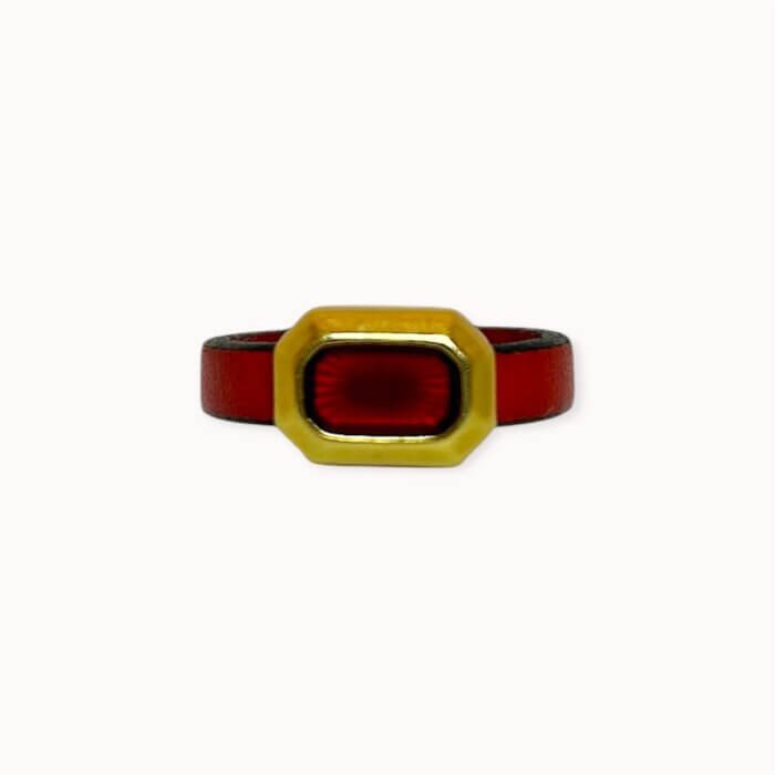 Red natural leather ring