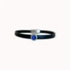 Blue natural leather bracelet with swarovski crystal