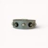 Grey chunky natural leather bracelet with swarovski crystals and pearls