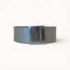 Grey chunky natural leather bracelet with swarovski crystals and pearls