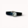 Black natural leather bracelet with swarovski crystal