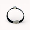 Black natural leather bracelet with swarovski crystal
