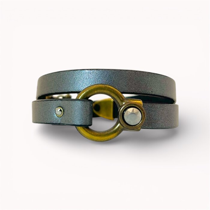 Grey natural leather bracelet