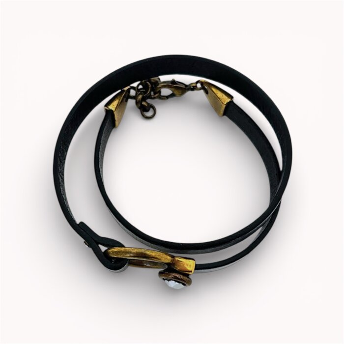 Grey natural leather bracelet