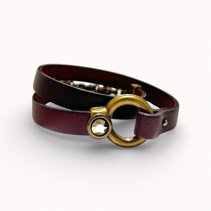 Bordeaux natural leather bracelet