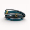 Blue and grey natural leather triple bracelet